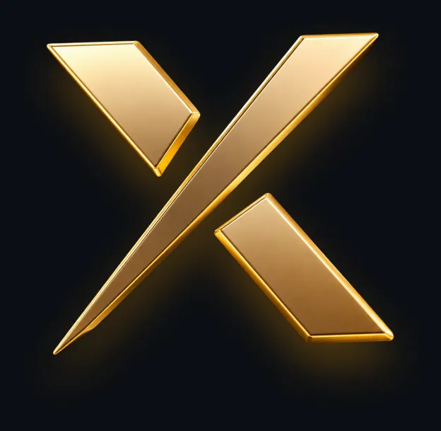 Biểu tượng chữ X mạ vàng của XFILIATE